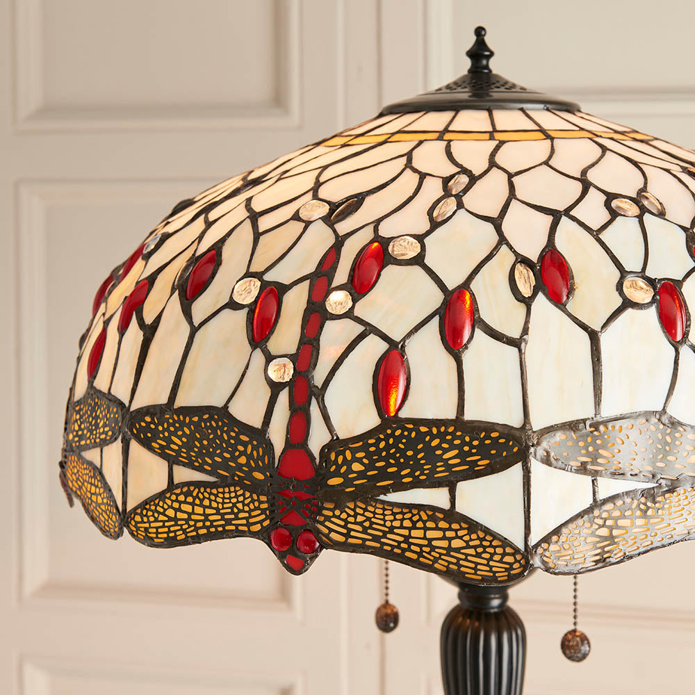 Dragonfly Tiffany Floor Lamp, Beige