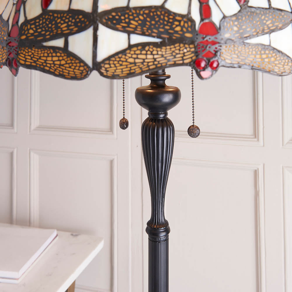 Dragonfly Tiffany Floor Lamp, Beige
