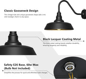 Dusk to Dawn Barn Light Large Size, Outdoor Waterproof Gooseneck Barn Light