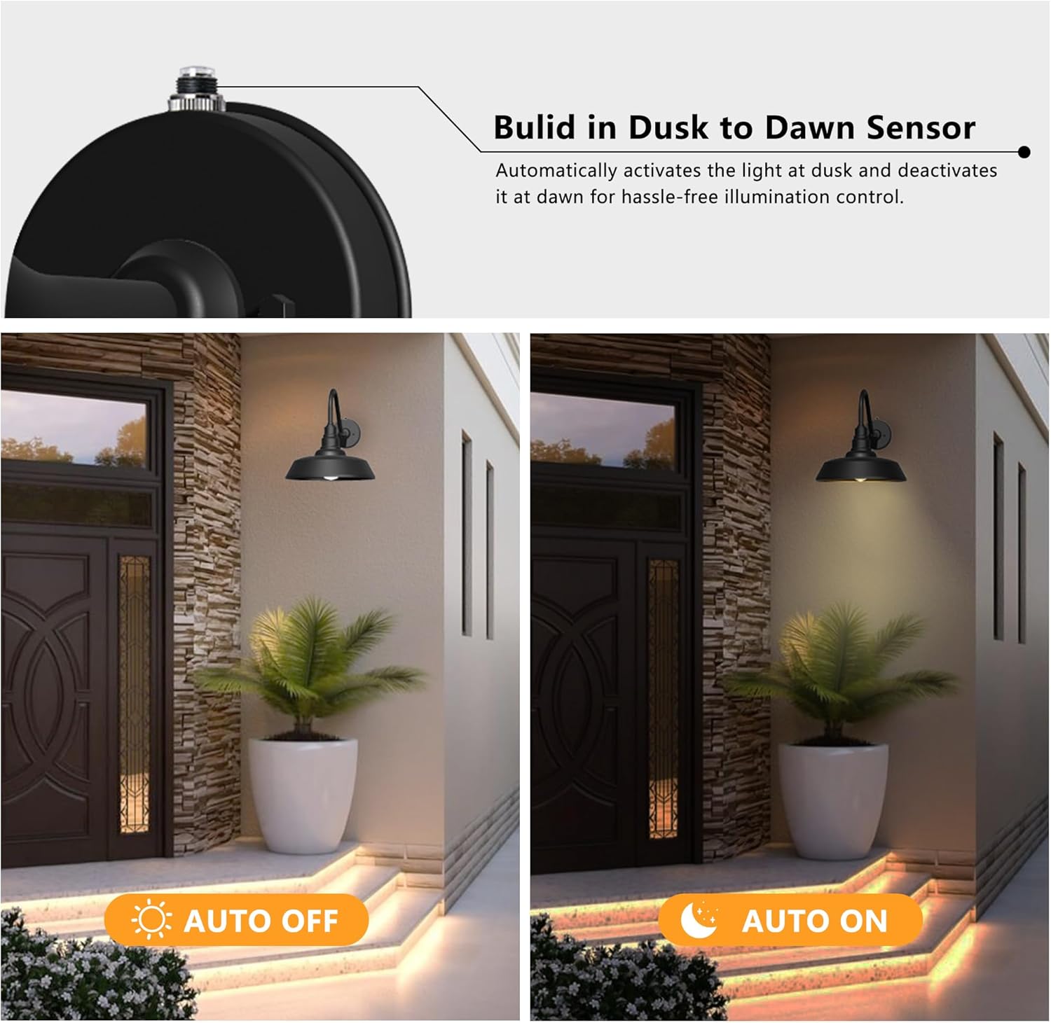 Dusk to Dawn Barn Light Large Size, Outdoor Waterproof Gooseneck Barn Light