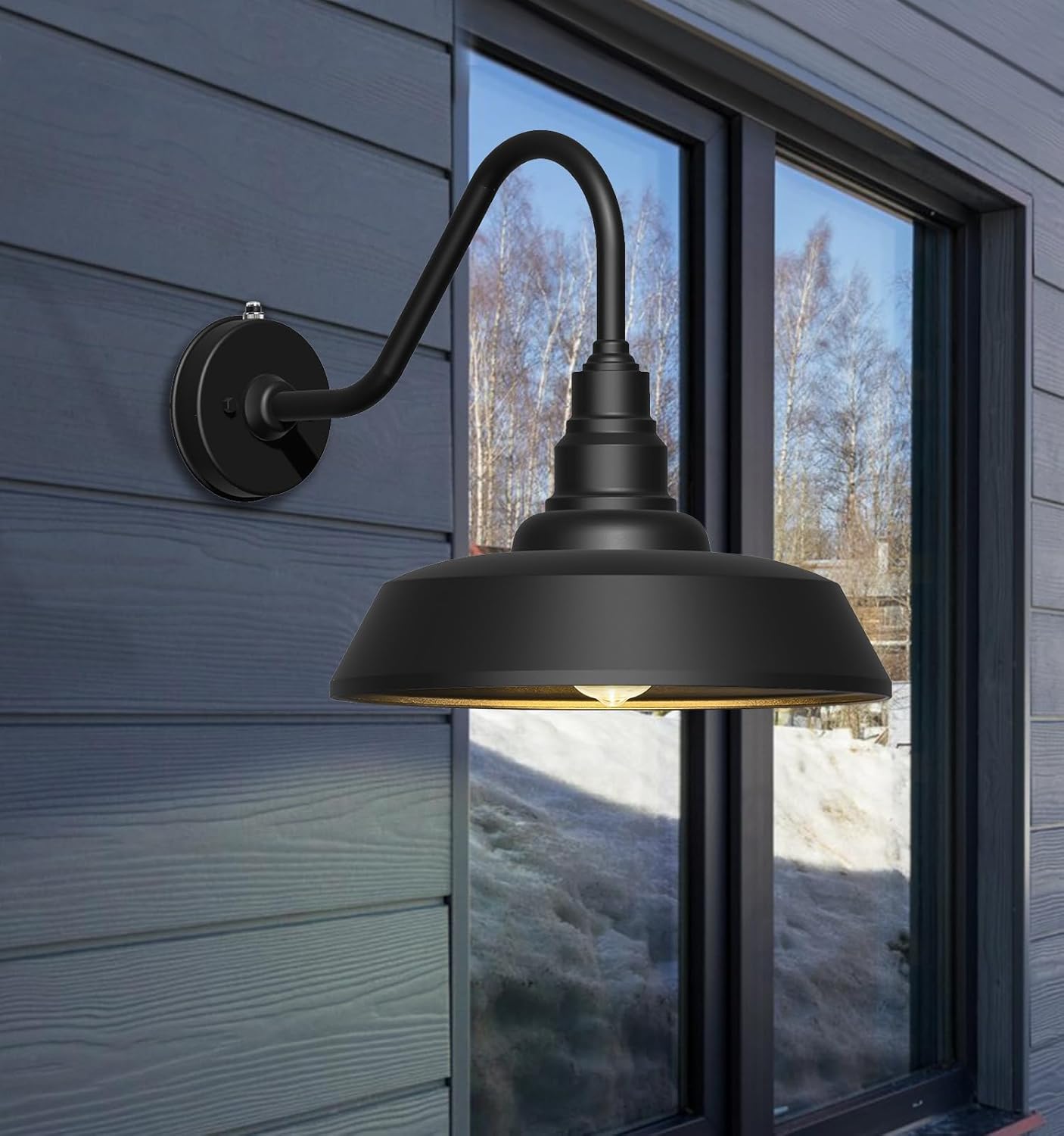 Dusk to Dawn Barn Light Large Size, Outdoor Waterproof Gooseneck Barn Light