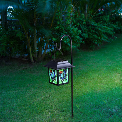 Glitzhome 30"H Solar Post Light Standing Garden Lantern - Black