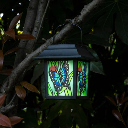 Glitzhome 30"H Solar Post Light Standing Garden Lantern - Black