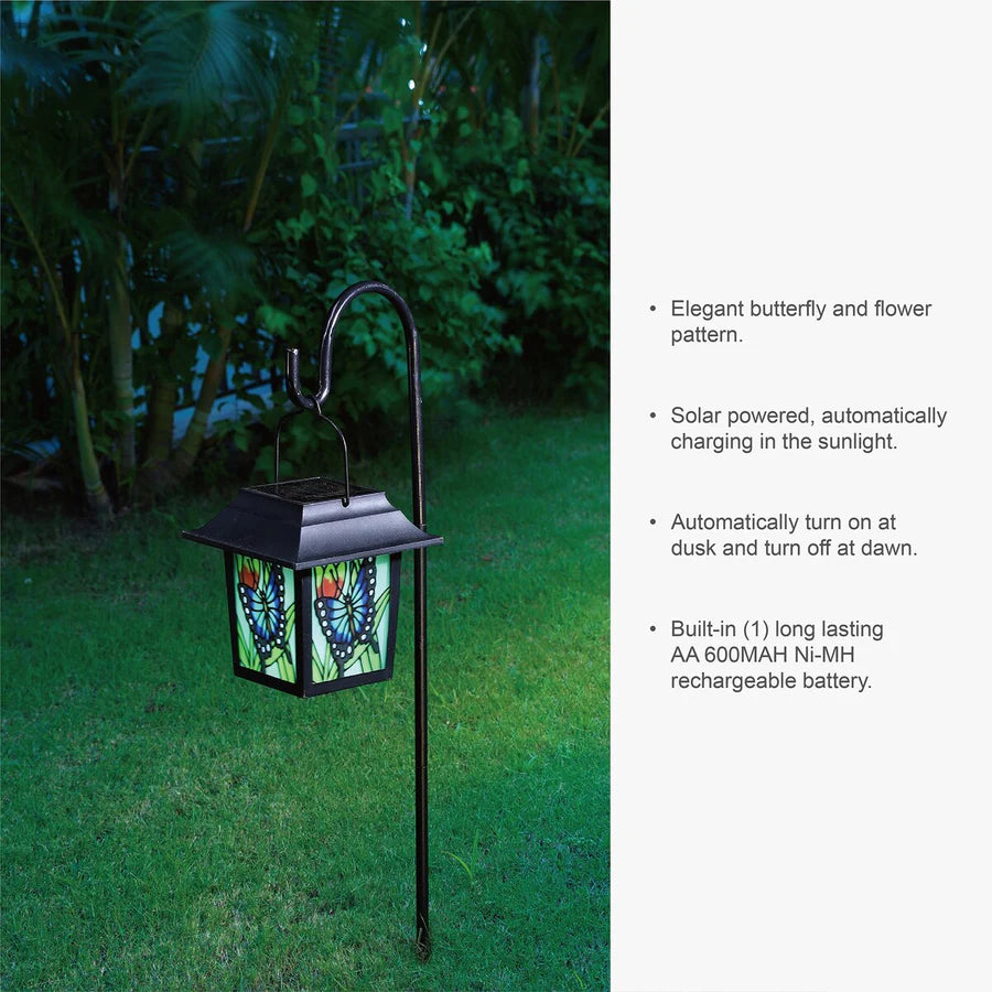 Glitzhome 30"H Solar Post Light Standing Garden Lantern - Black