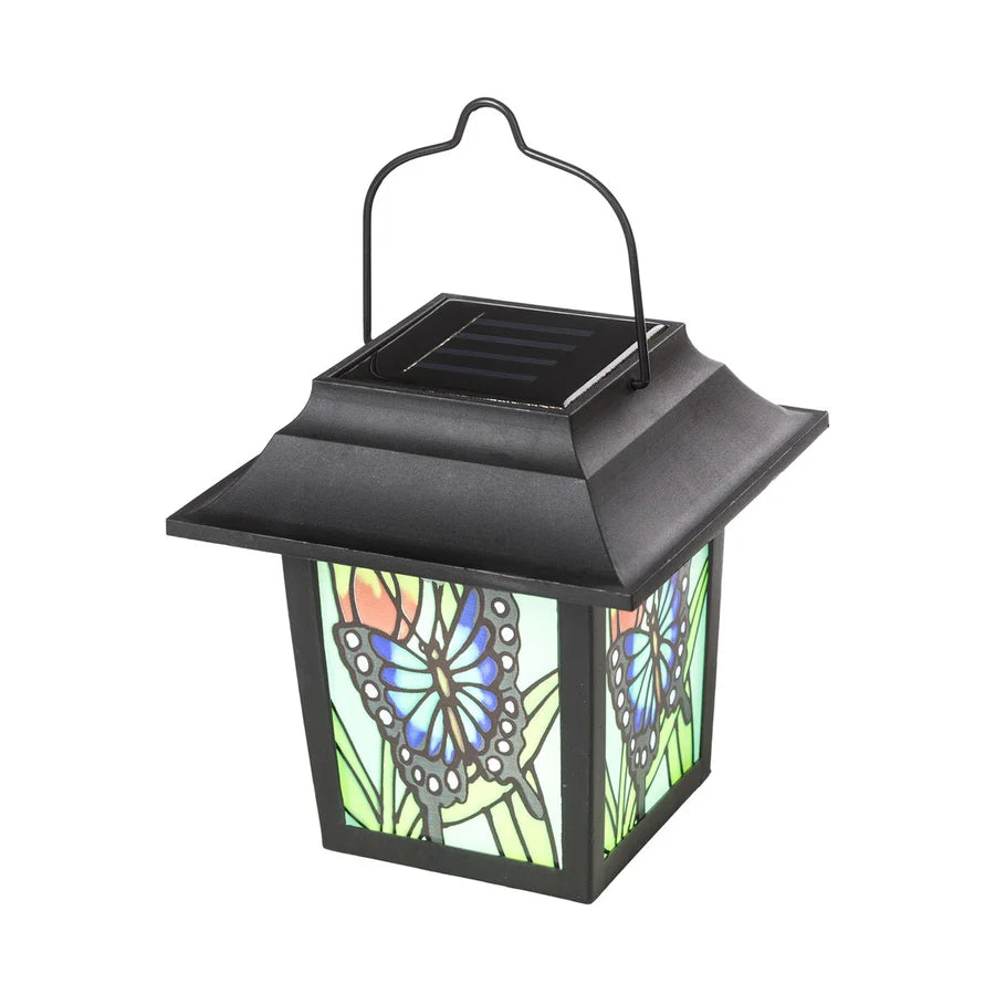 Glitzhome 30"H Solar Post Light Standing Garden Lantern - Black