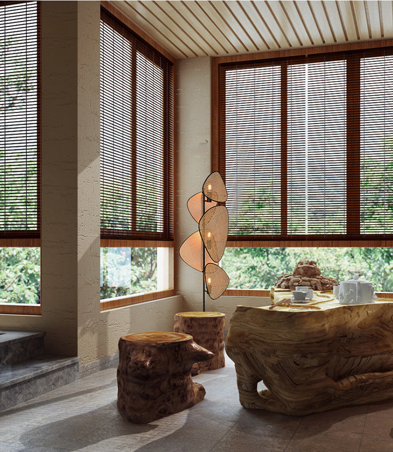 Japanese Rattan Weaving Floor Lamp