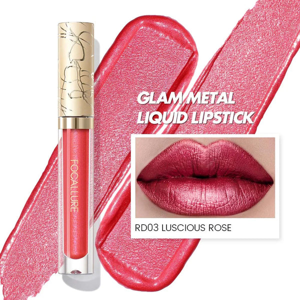 [New Upgrade] Glam Metal Liquid Lipstick #RD03 Luscious Rose