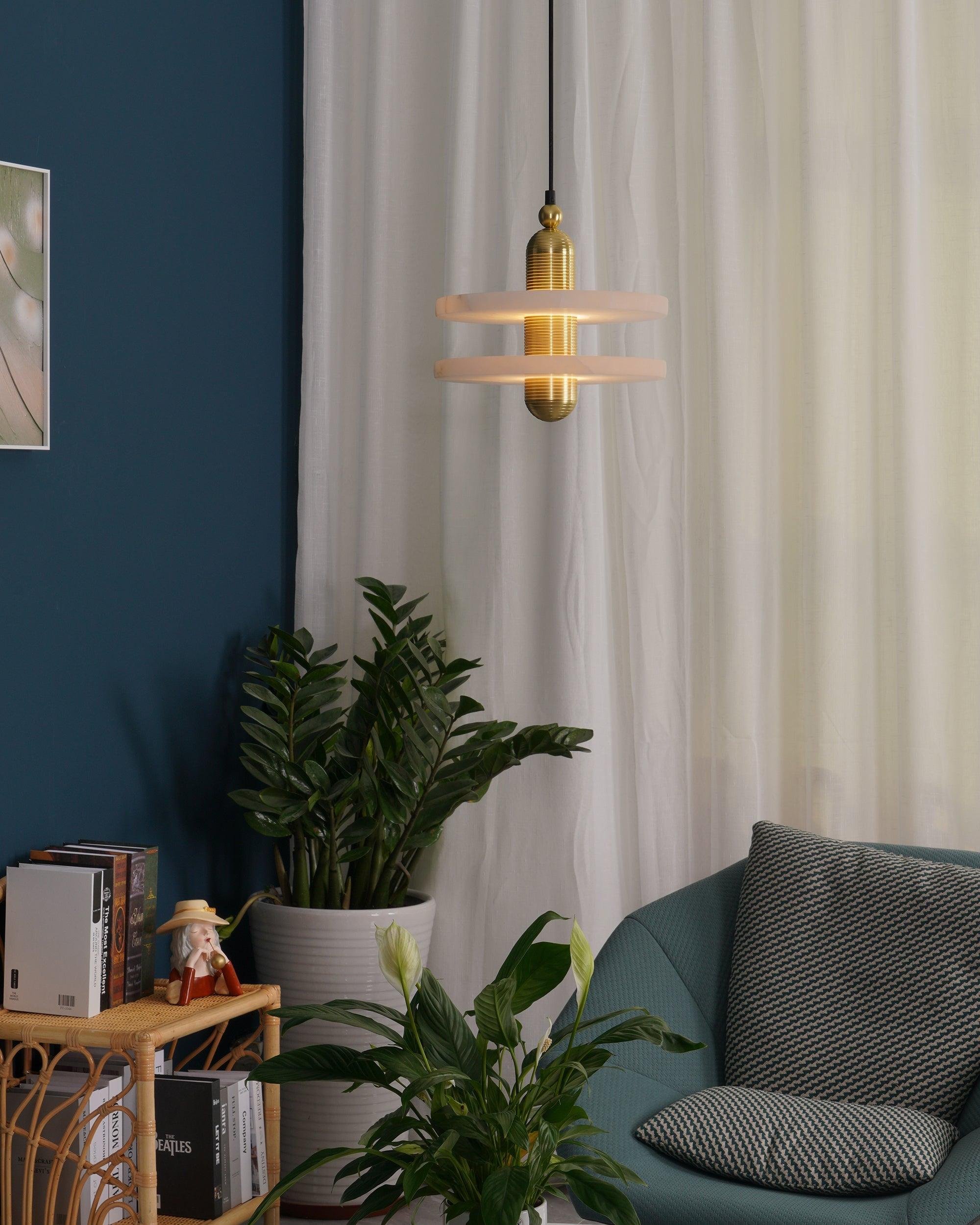 White Alabaster Copper Pendant Lamp