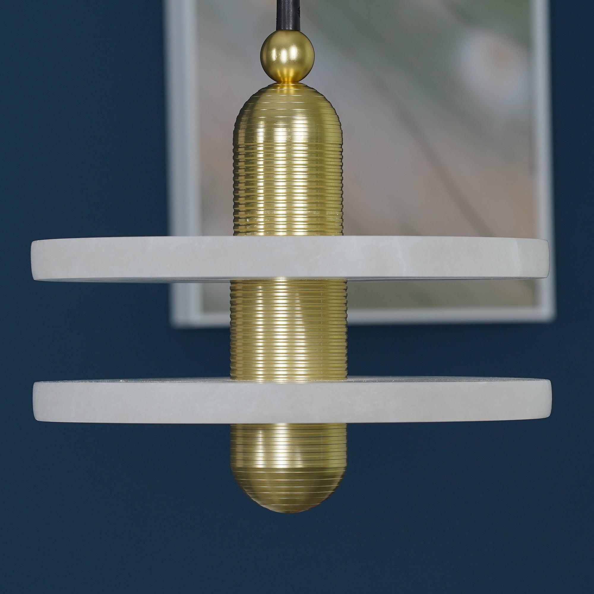 White Alabaster Copper Pendant Lamp
