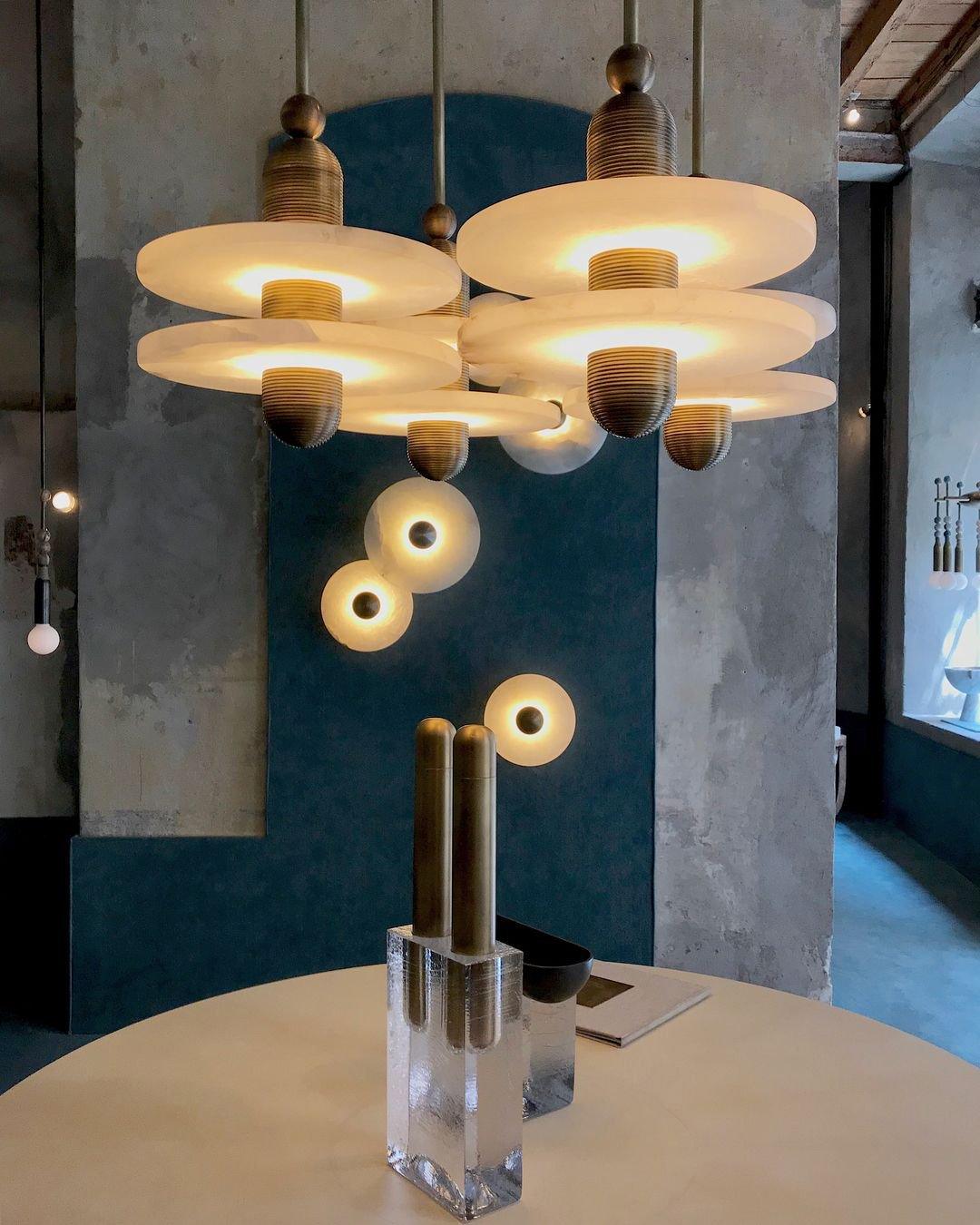 White Alabaster Copper Pendant Lamp