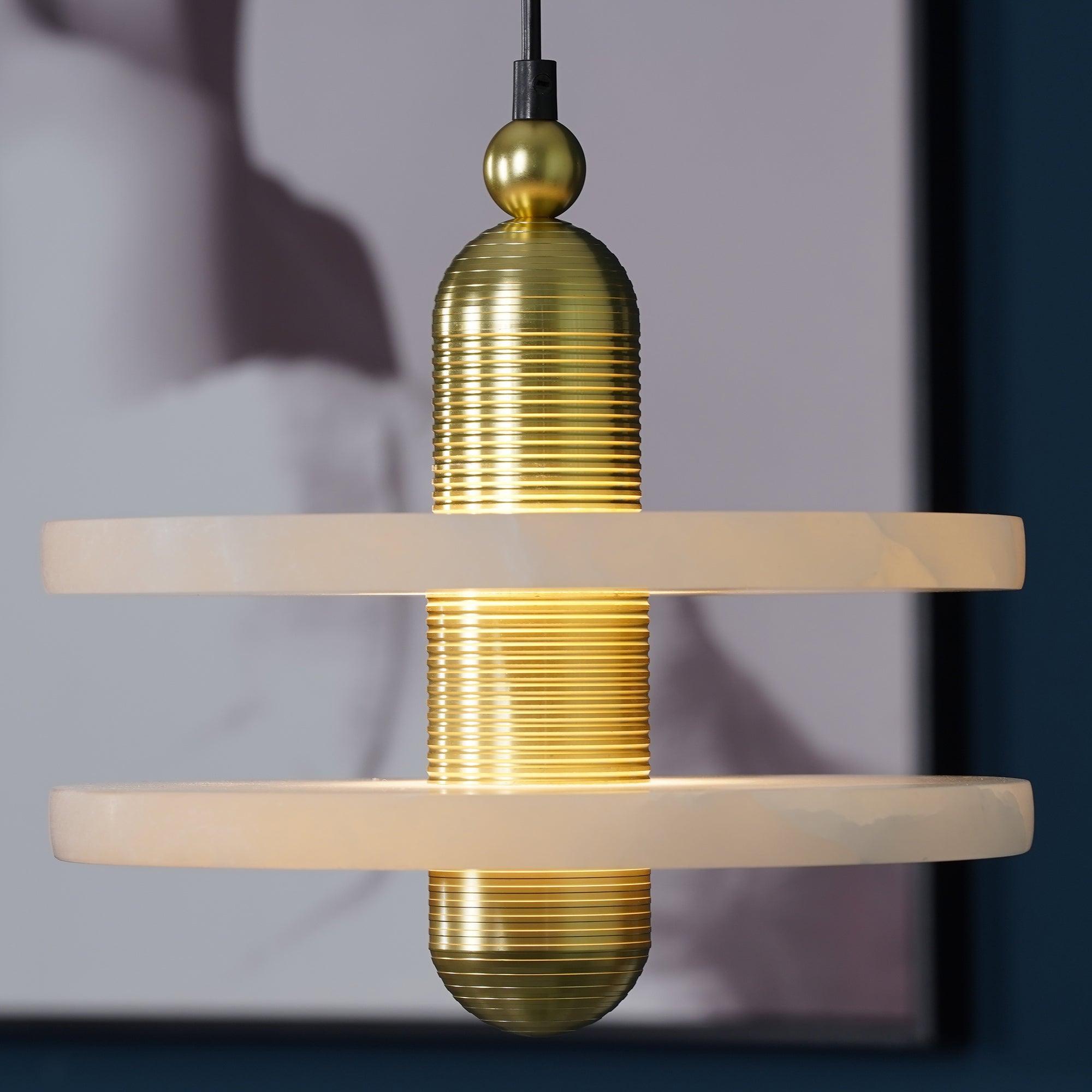 White Alabaster Copper Pendant Lamp