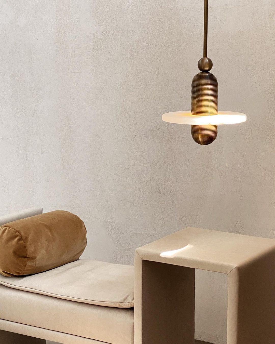 White Alabaster Copper Pendant Lamp